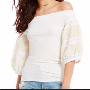 Off shoulder off white top